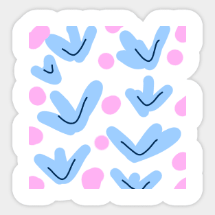 Blue pink floral watercolor art Sticker